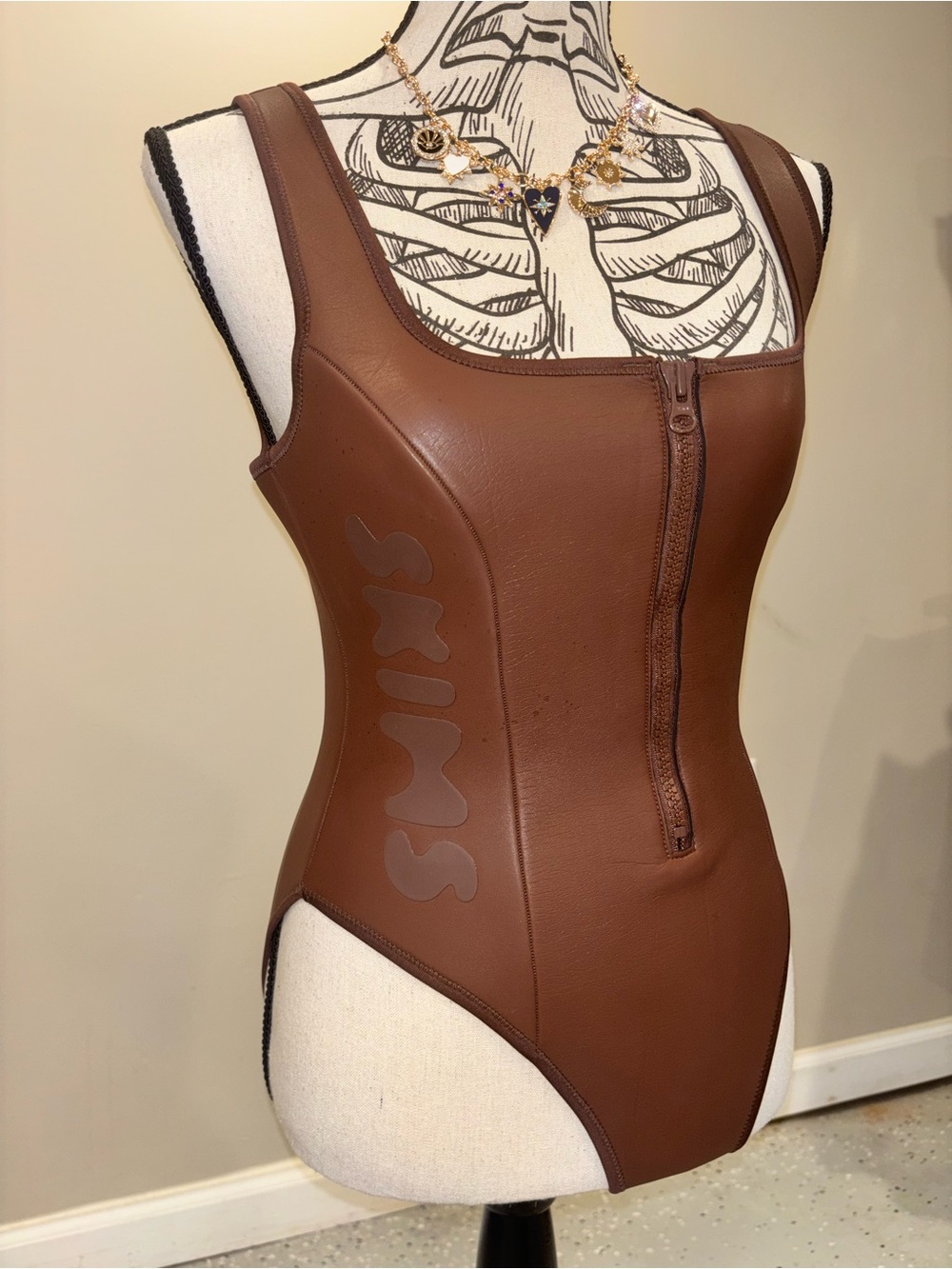 SKIMS Cocoa Swim Bodysuit, Women's Size Small- NWOT